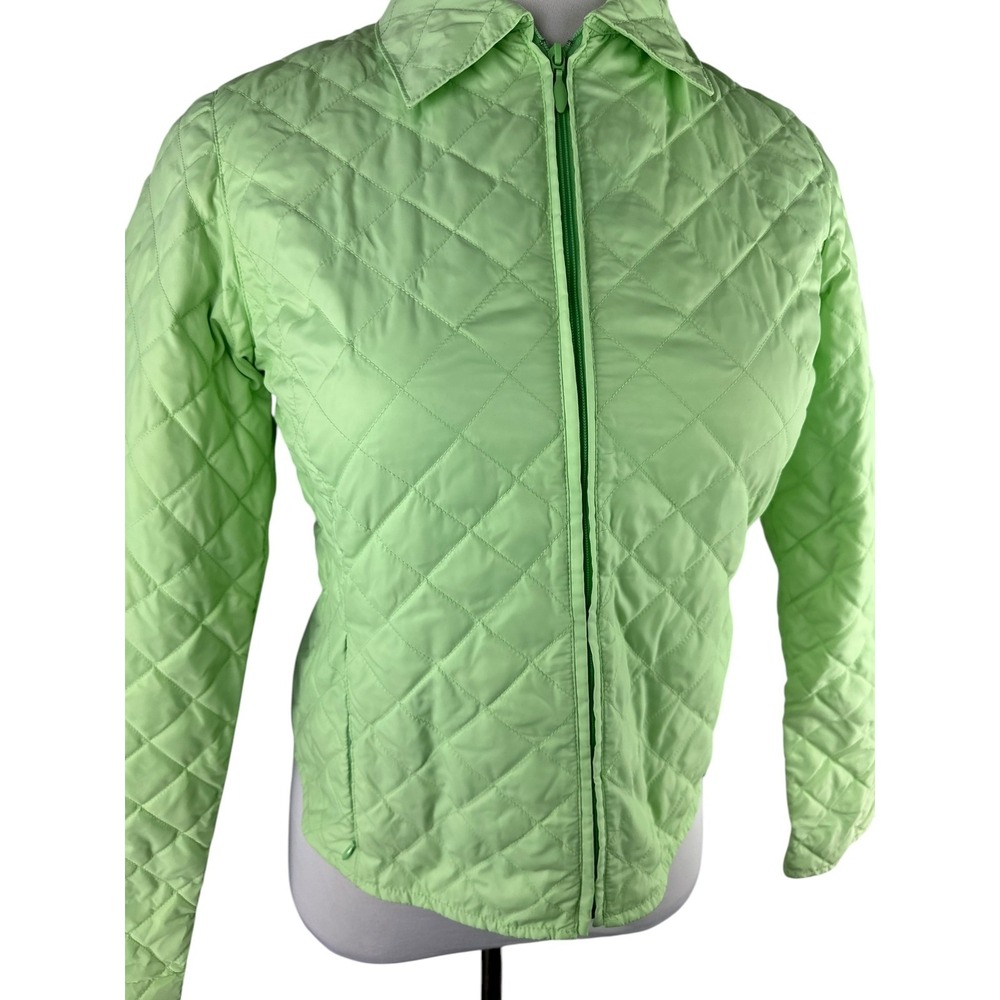 Eddie Bauer Down Quilted Jacket Light Green Full Zip Lightweight Medium Petite - Picture 6 of 14